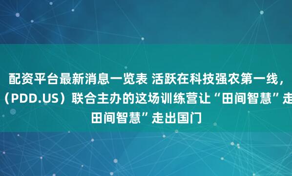 配资平台最新消息一览表 活跃在科技强农第一线，拼多多（PDD.US）联合主办的这场训练营让“田间智慧”走出国门