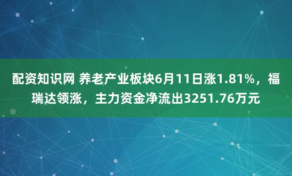 配资知识网 养老产业板块6月11日涨1.81%，福瑞达领涨，主力资金净流出3251.76万元